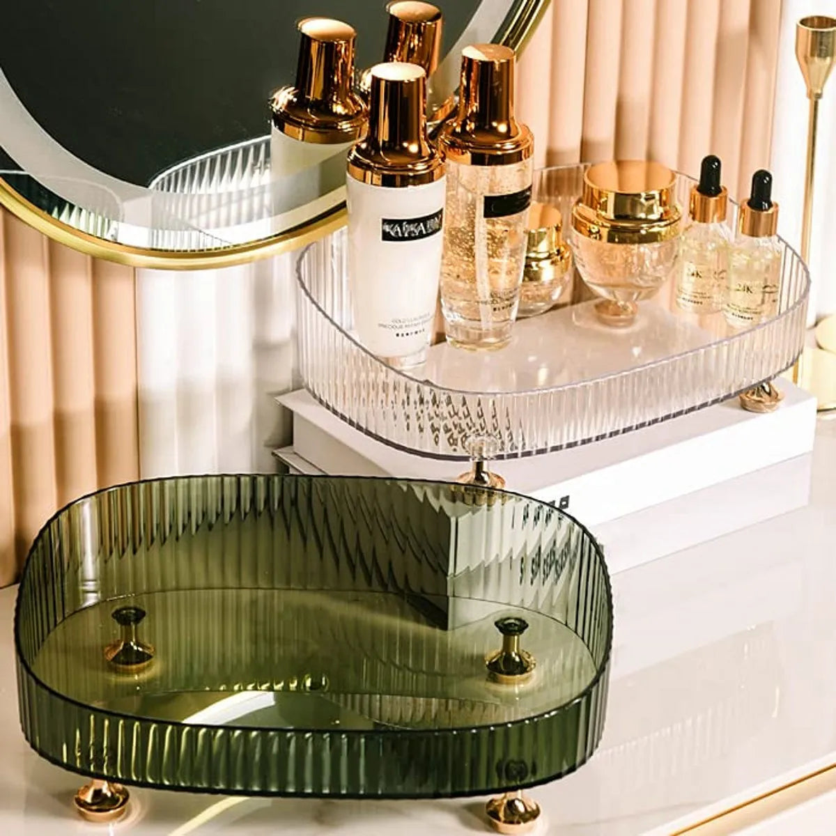 Makeup Perfume Organizer Desktop Storage Box Bathroom Dresser Vanity Tray for D Candle,Lotion Bottle,Cosmetics,Jewelry