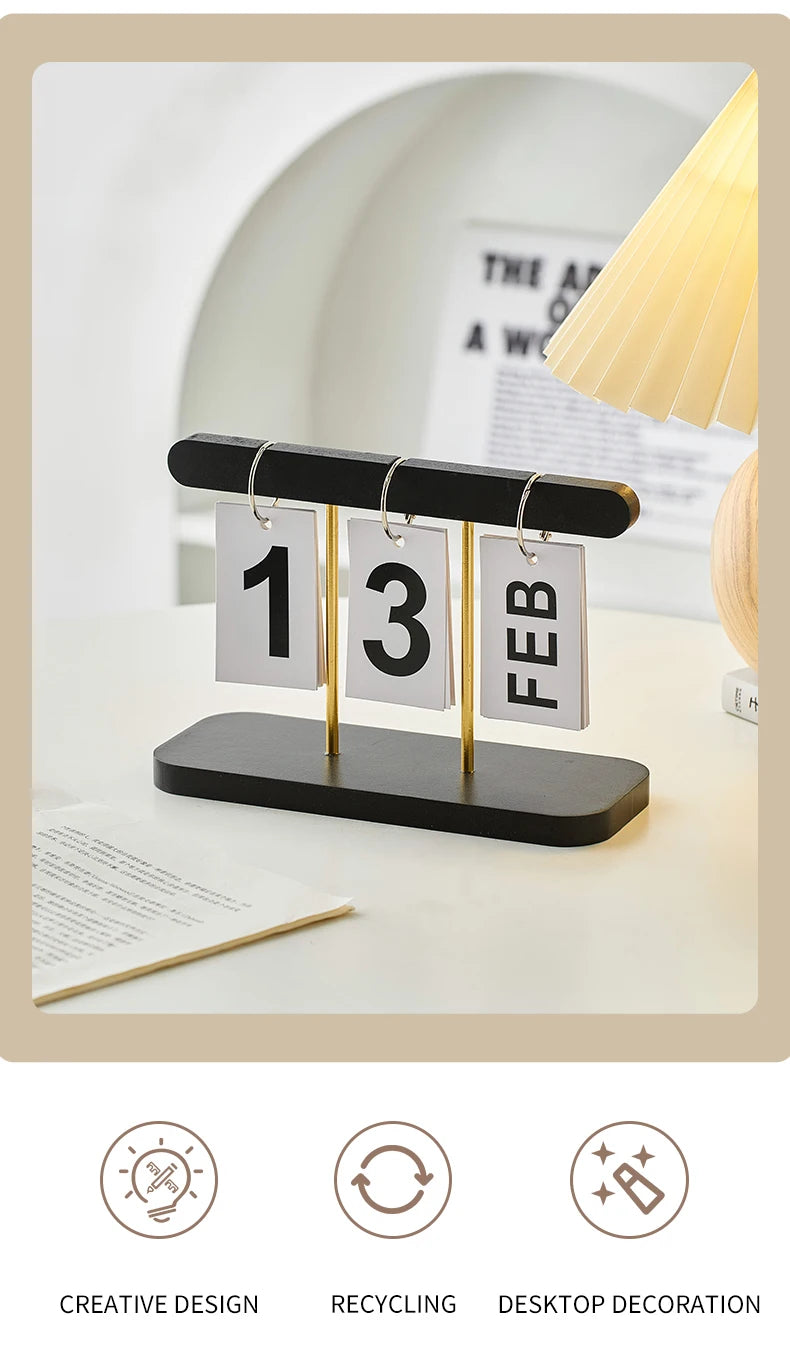 Minimalist Style Living Room Office Decoration Wooden Calendar Ornament Modern Desk Accessories Simple Home Decor Crafts Gift