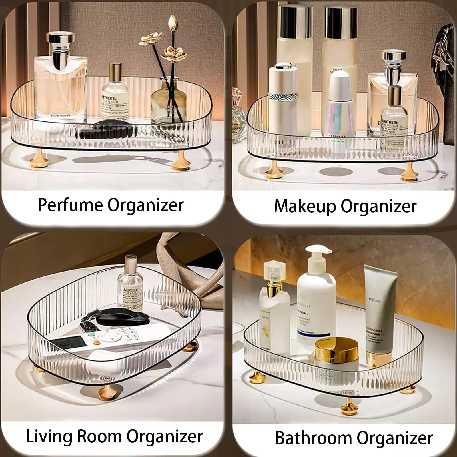Makeup Perfume Organizer Desktop Storage Box Bathroom Dresser Vanity Tray for D Candle,Lotion Bottle,Cosmetics,Jewelry