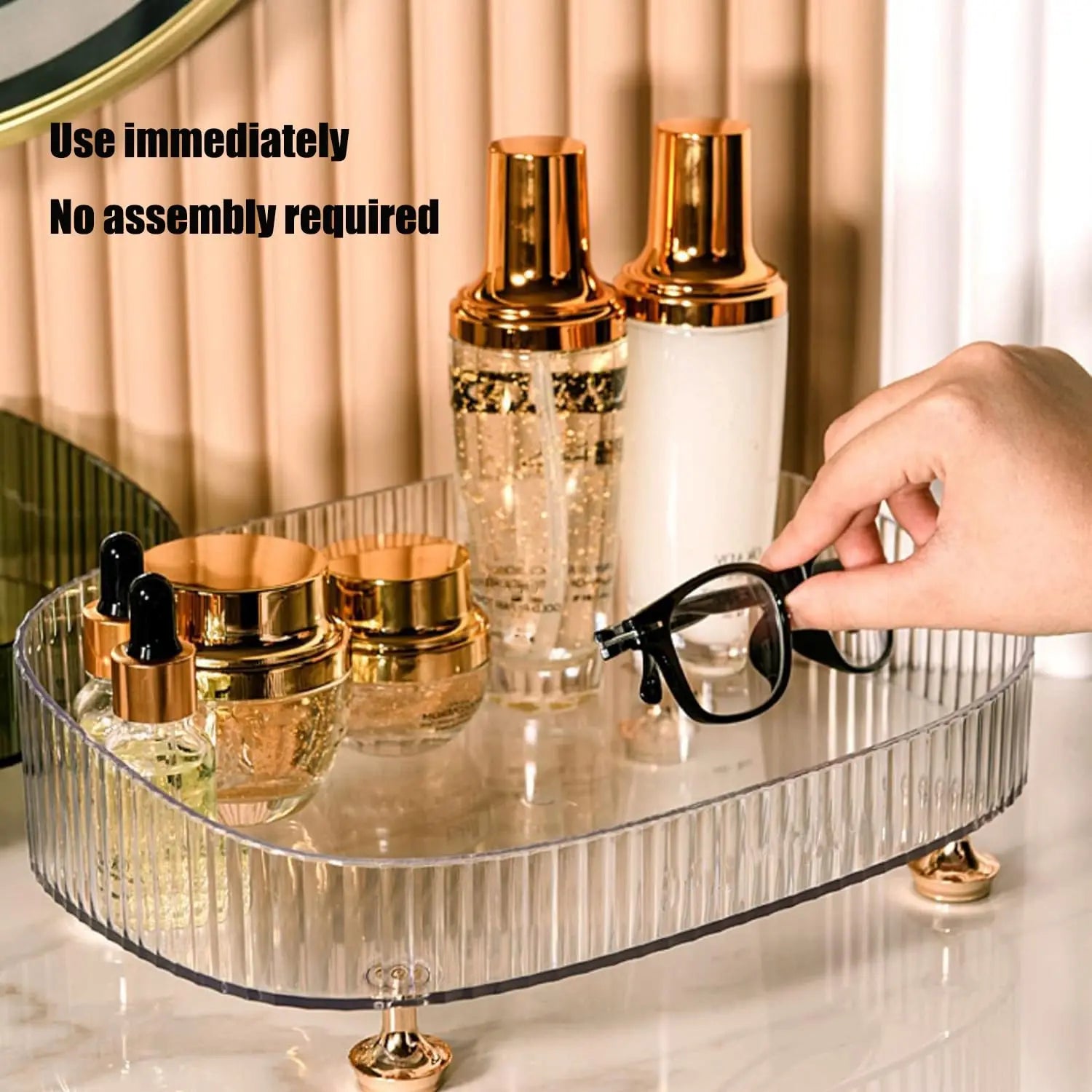 Makeup Perfume Organizer Desktop Storage Box Bathroom Dresser Vanity Tray for D Candle,Lotion Bottle,Cosmetics,Jewelry