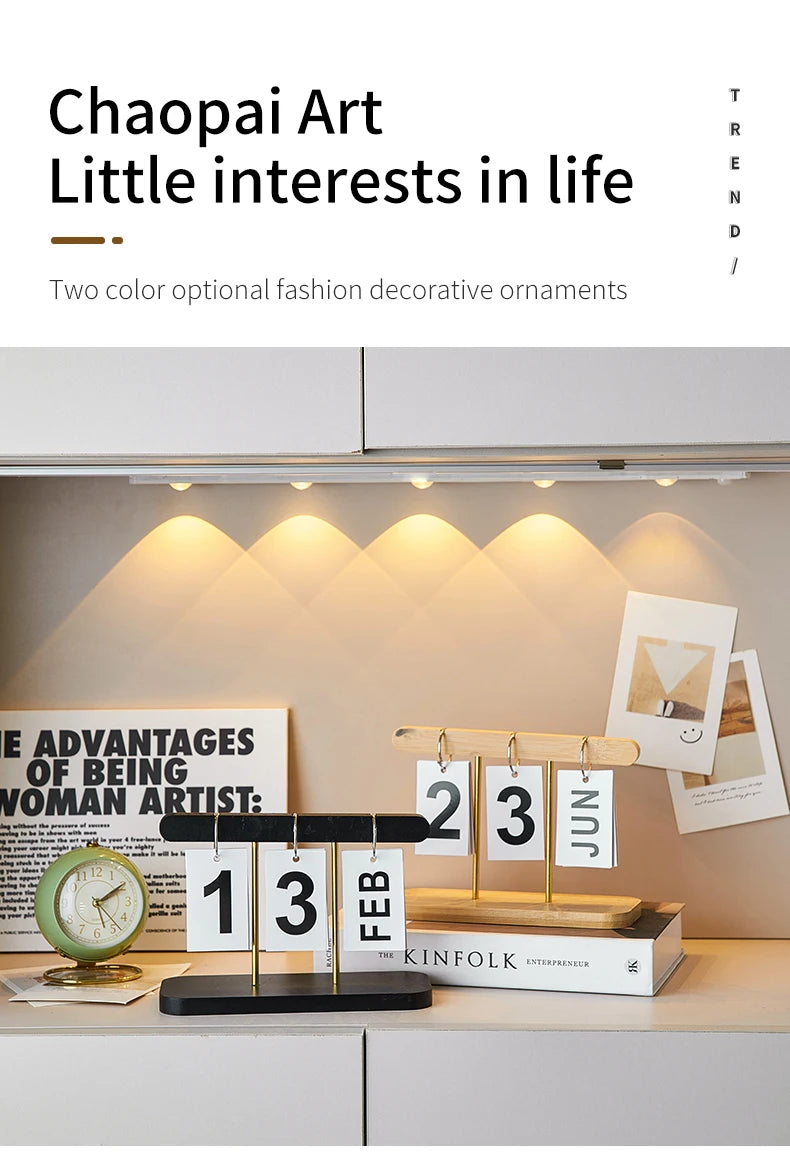 Minimalist Style Living Room Office Decoration Wooden Calendar Ornament Modern Desk Accessories Simple Home Decor Crafts Gift