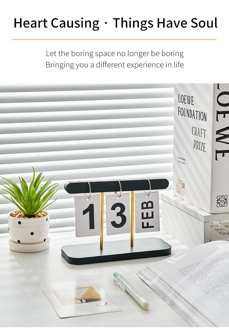 Minimalist Style Living Room Office Decoration Wooden Calendar Ornament Modern Desk Accessories Simple Home Decor Crafts Gift