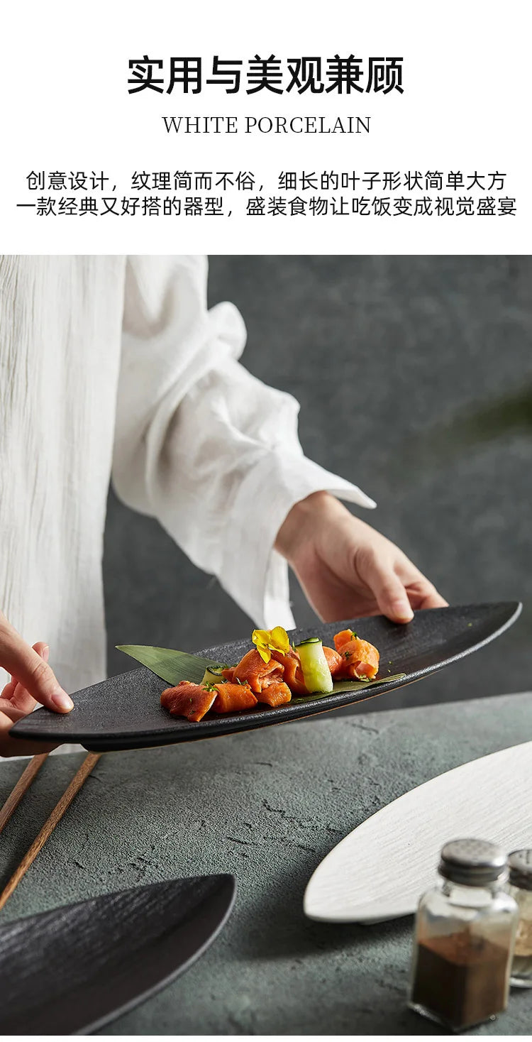 Light Luxury Japanese Restaurant Supplies, Ceramic Sushi Plates, Leaf Shaped Ceramic Dessert Plates, Home Kitchen Accessories