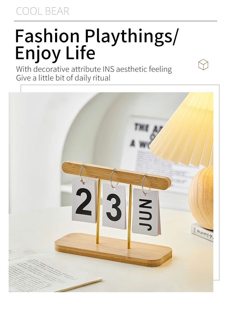 Minimalist Style Living Room Office Decoration Wooden Calendar Ornament Modern Desk Accessories Simple Home Decor Crafts Gift