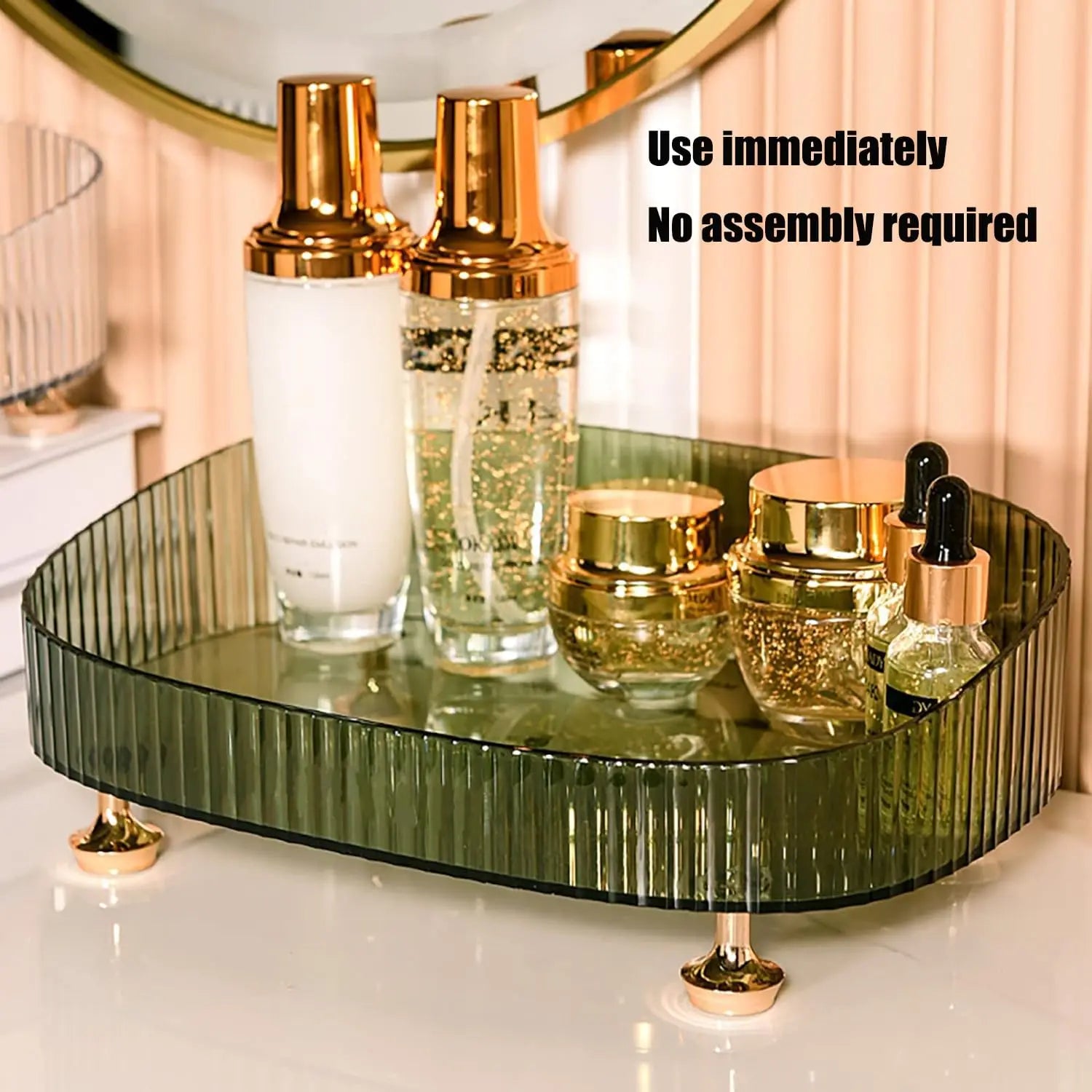 Makeup Perfume Organizer Desktop Storage Box Bathroom Dresser Vanity Tray for D Candle,Lotion Bottle,Cosmetics,Jewelry