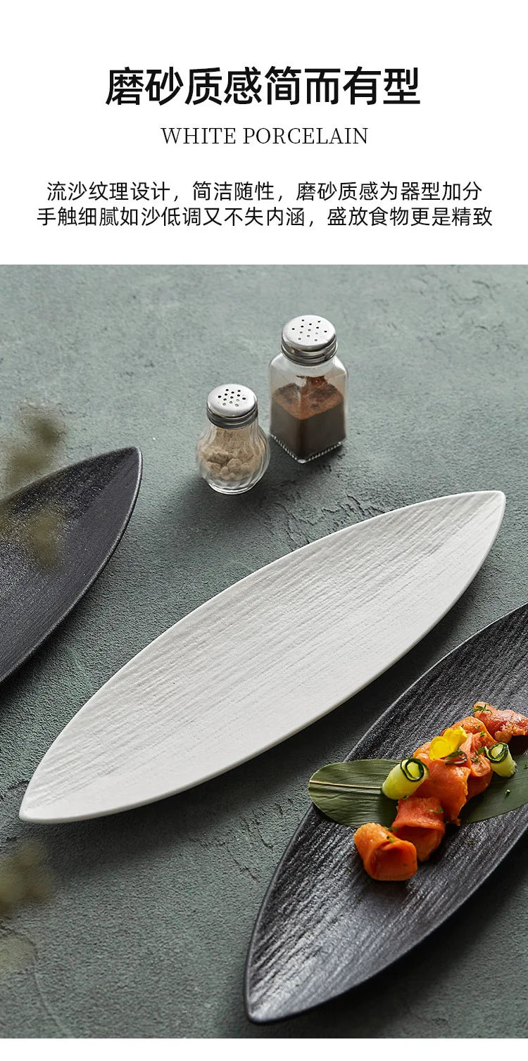 Light Luxury Japanese Restaurant Supplies, Ceramic Sushi Plates, Leaf Shaped Ceramic Dessert Plates, Home Kitchen Accessories