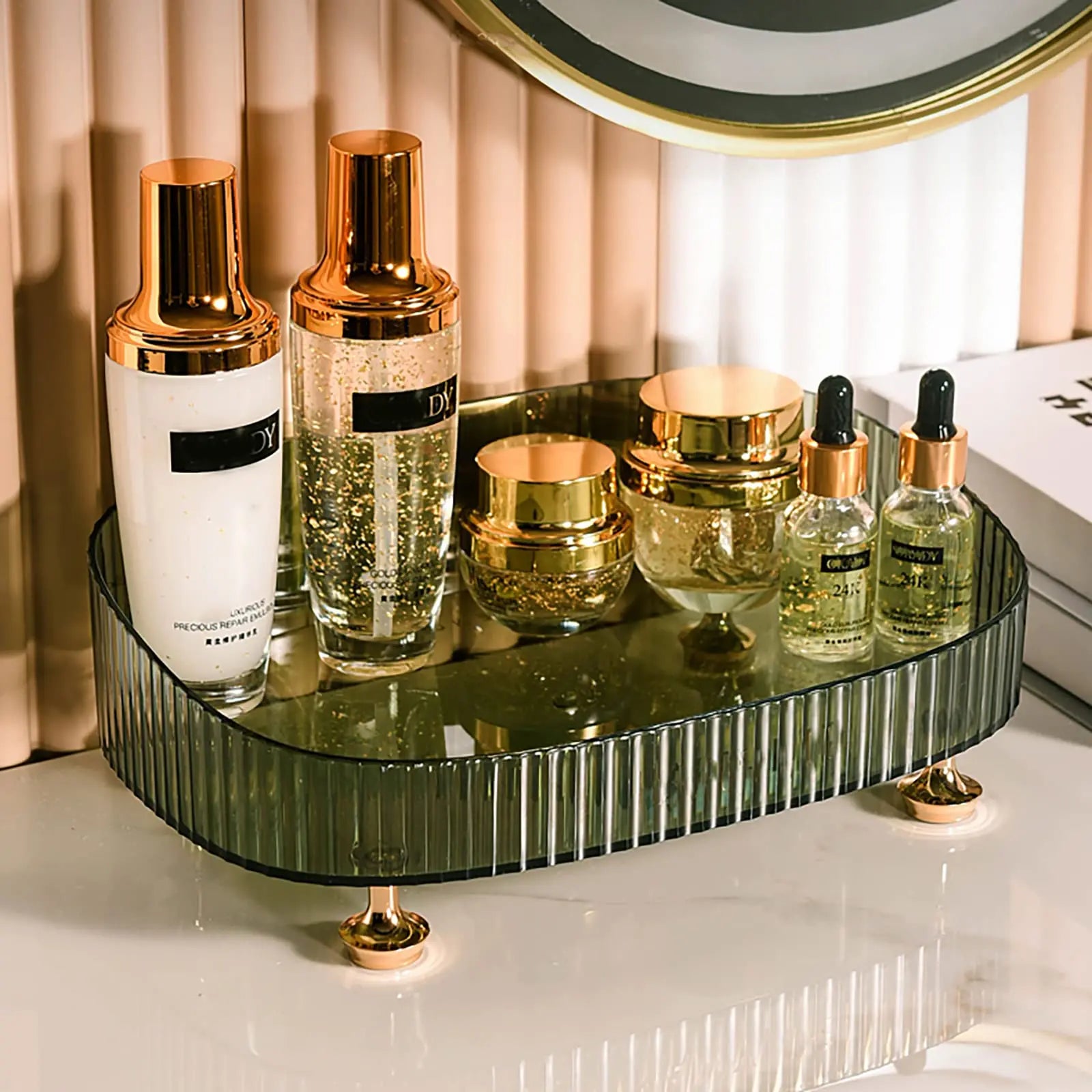 Makeup Perfume Organizer Desktop Storage Box Bathroom Dresser Vanity Tray for D Candle,Lotion Bottle,Cosmetics,Jewelry