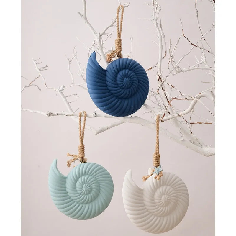 Mediterranean Style Wall Decoration Creativity Wooden Hippocampal Conch Wall Decor Pendant High-quality Background Ornaments