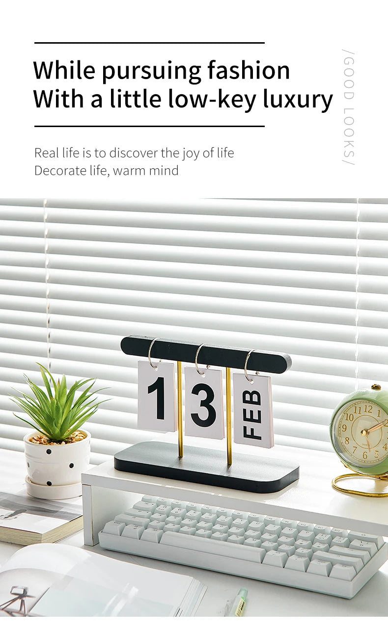 Minimalist Style Living Room Office Decoration Wooden Calendar Ornament Modern Desk Accessories Simple Home Decor Crafts Gift