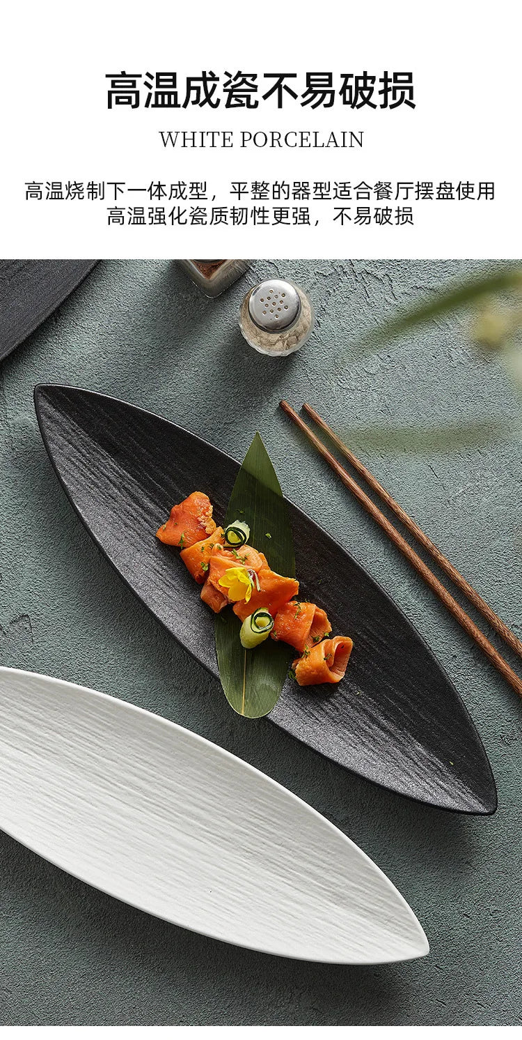 Light Luxury Japanese Restaurant Supplies, Ceramic Sushi Plates, Leaf Shaped Ceramic Dessert Plates, Home Kitchen Accessories