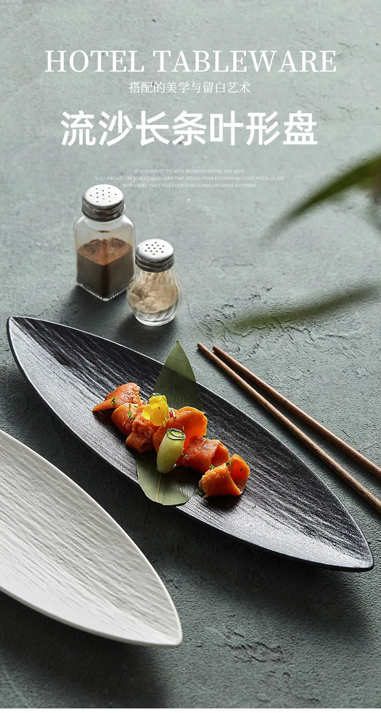 Light Luxury Japanese Restaurant Supplies, Ceramic Sushi Plates, Leaf Shaped Ceramic Dessert Plates, Home Kitchen Accessories