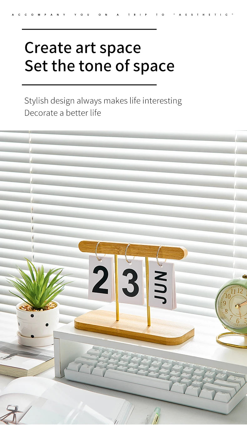 Minimalist Style Living Room Office Decoration Wooden Calendar Ornament Modern Desk Accessories Simple Home Decor Crafts Gift