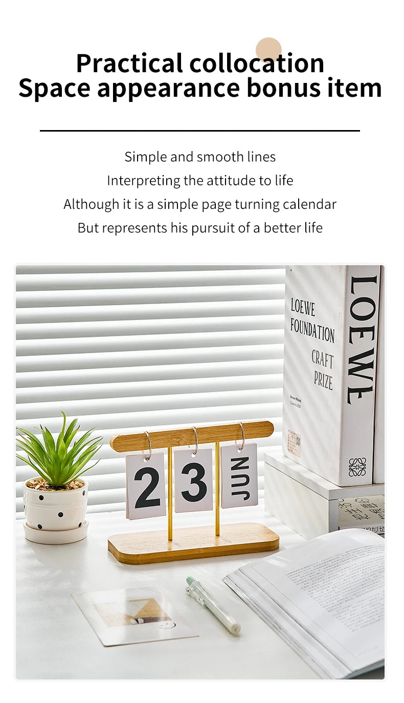 Minimalist Style Living Room Office Decoration Wooden Calendar Ornament Modern Desk Accessories Simple Home Decor Crafts Gift