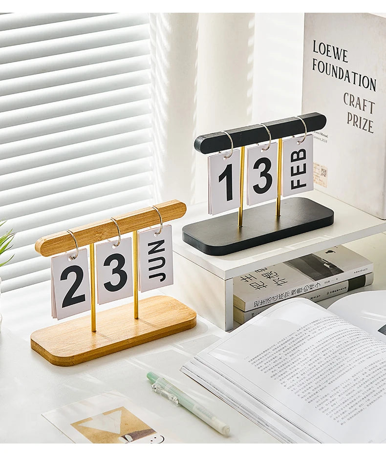 Minimalist Style Living Room Office Decoration Wooden Calendar Ornament Modern Desk Accessories Simple Home Decor Crafts Gift