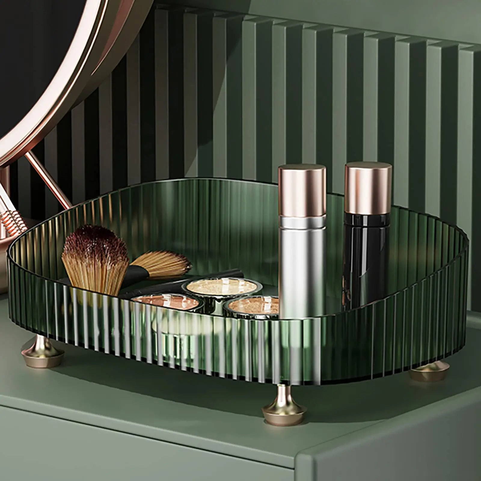 Makeup Perfume Organizer Desktop Storage Box Bathroom Dresser Vanity Tray for D Candle,Lotion Bottle,Cosmetics,Jewelry