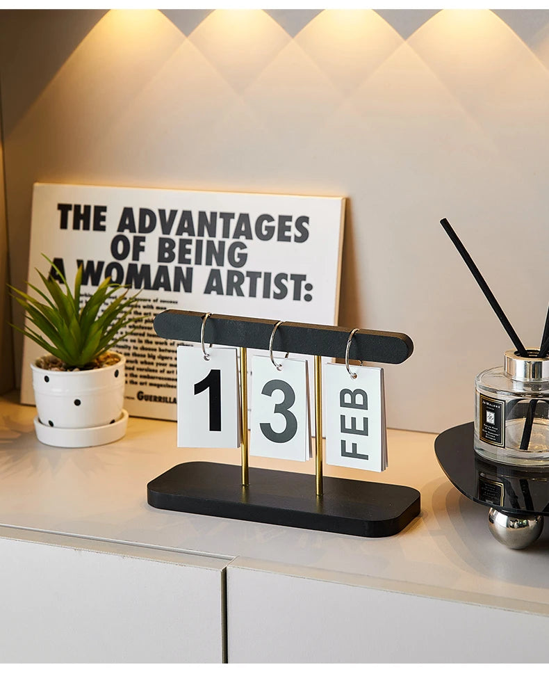 Minimalist Style Living Room Office Decoration Wooden Calendar Ornament Modern Desk Accessories Simple Home Decor Crafts Gift