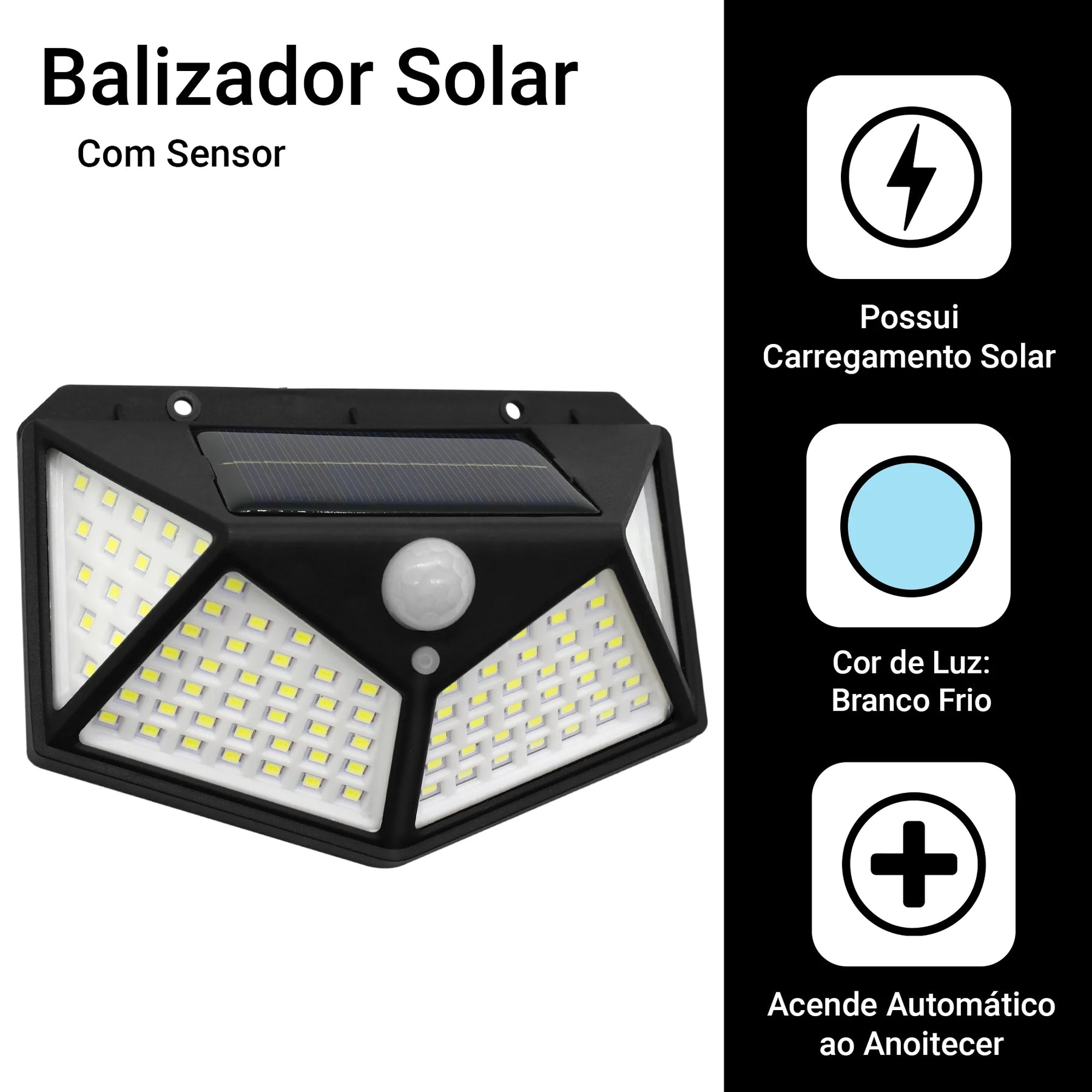 Kit com 5 Luminárias Solares de Parede