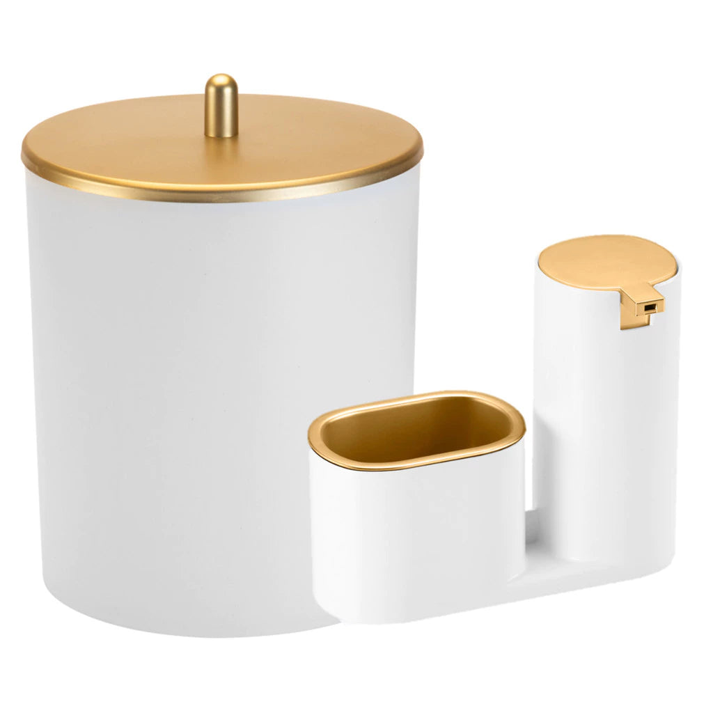 Kit Lixeira de Cozinha 5L e Dispenser Porta Detergente