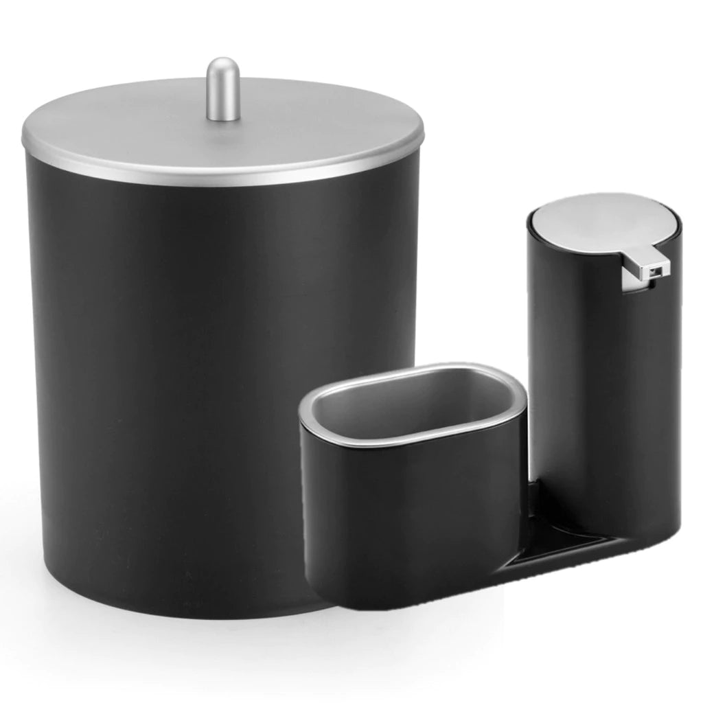Kit Lixeira de Cozinha 5L e Dispenser Porta Detergente
