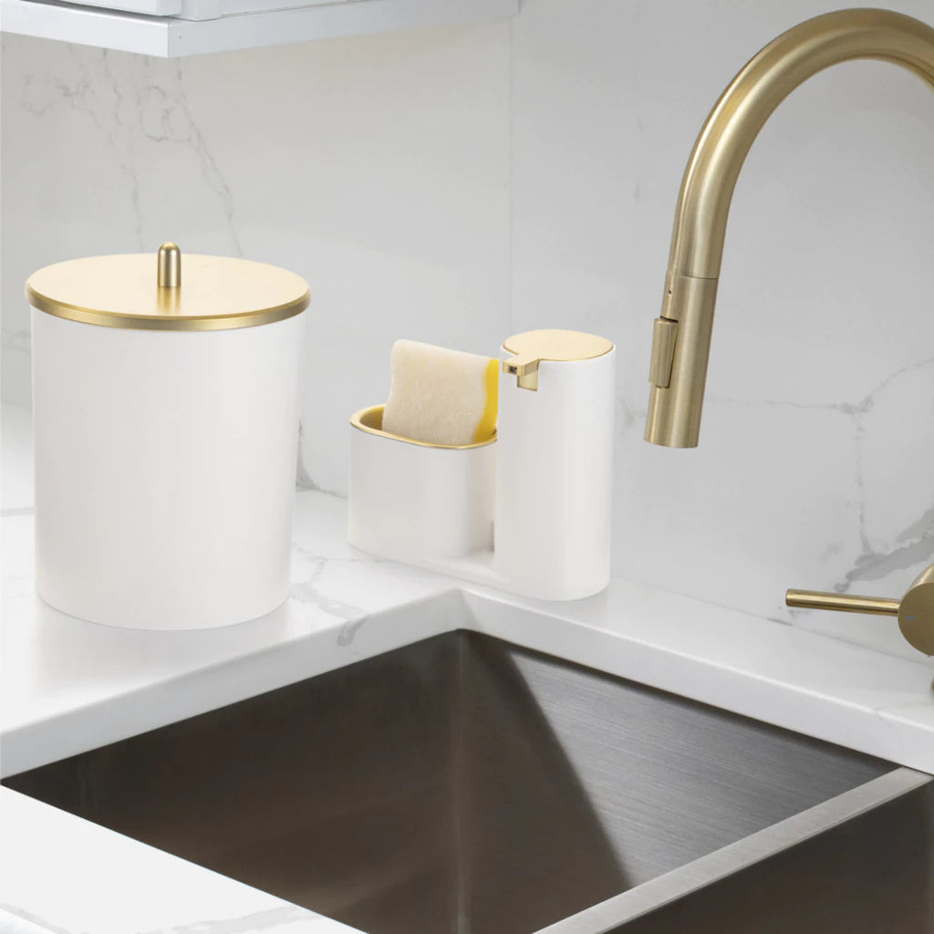 Kit Lixeira de Cozinha 5L e Dispenser Porta Detergente