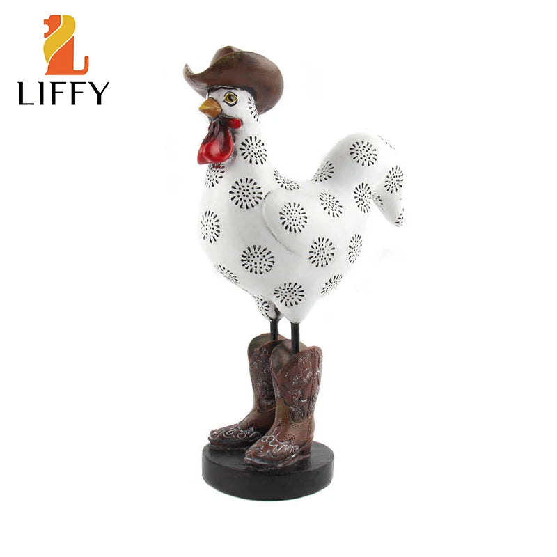 LIFFY Resin Rooster Home Decoration Ornaments Statue Sculpture Animal Miniature Model of Living Room Bedroom Office