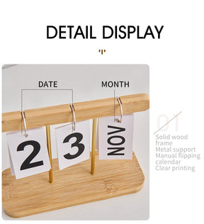 Minimalist Style Living Room Office Decoration Wooden Calendar Ornament Modern Desk Accessories Simple Home Decor Crafts Gift