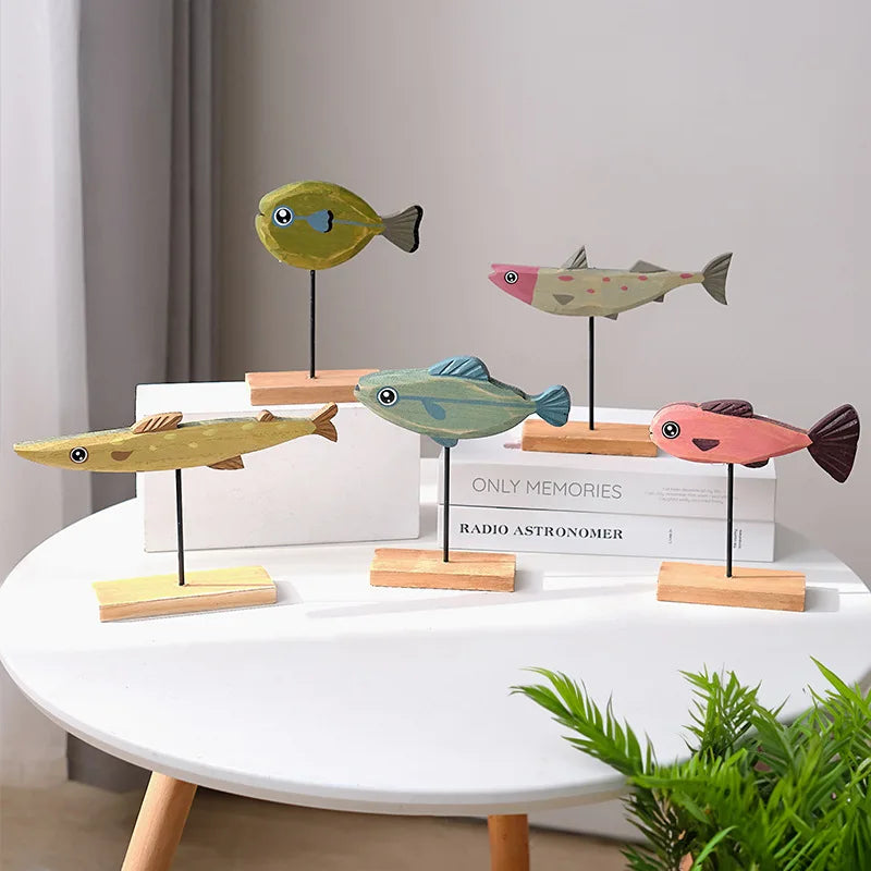 Mediterranean Ocean Style Multiple Styles Wooden Colored Fish Ornaments,home Creative Fashionable Multifunctional Decoration