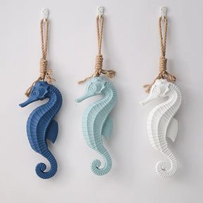 Mediterranean Style Wall Decoration Creativity Wooden Hippocampal Conch Wall Decor Pendant High-quality Background Ornaments