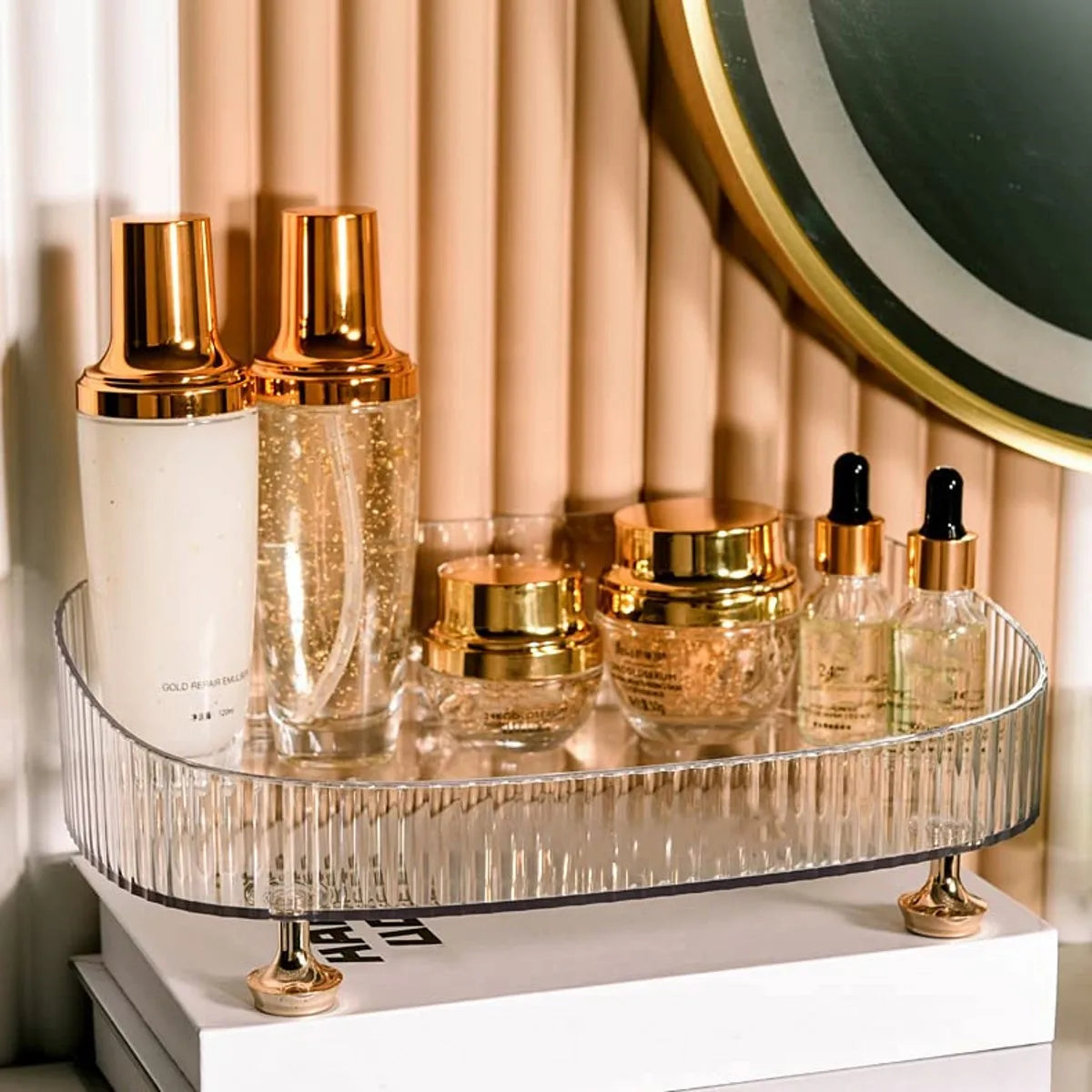 Makeup Perfume Organizer Desktop Storage Box Bathroom Dresser Vanity Tray for D Candle,Lotion Bottle,Cosmetics,Jewelry
