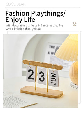 Minimalist Style Living Room Office Decoration Wooden Calendar Ornament Modern Desk Accessories Simple Home Decor Crafts Gift