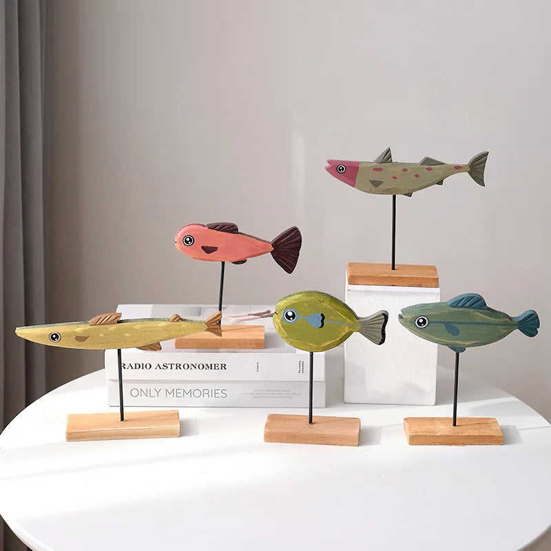 Mediterranean Ocean Style Multiple Styles Wooden Colored Fish Ornaments,home Creative Fashionable Multifunctional Decoration