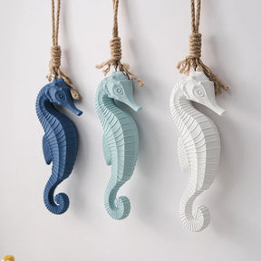 Mediterranean Style Wall Decoration Creativity Wooden Hippocampal Conch Wall Decor Pendant High-quality Background Ornaments