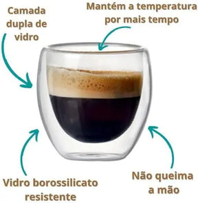 Set 4 Cups Double Wall Coffee Tea Glass Borosilicate Submission-Exclusive Distribution.