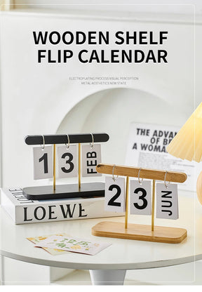 Minimalist Style Living Room Office Decoration Wooden Calendar Ornament Modern Desk Accessories Simple Home Decor Crafts Gift