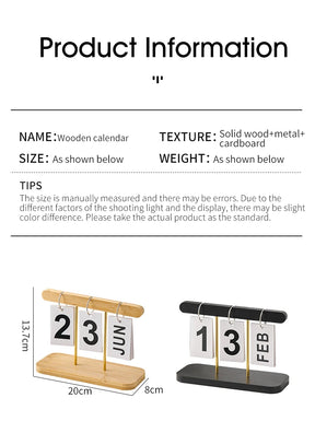 Minimalist Style Living Room Office Decoration Wooden Calendar Ornament Modern Desk Accessories Simple Home Decor Crafts Gift