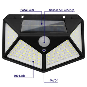 Kit com 5 Luminárias Solares de Parede