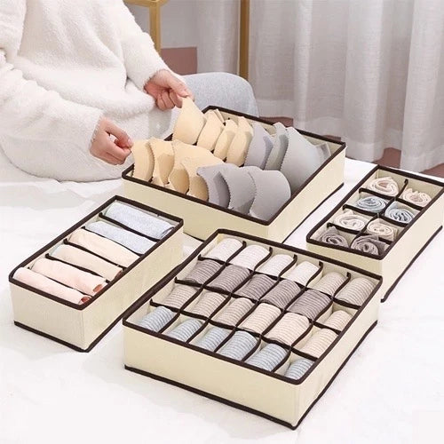 Kit com 4 Caixas para Organização de Roupas Íntimas