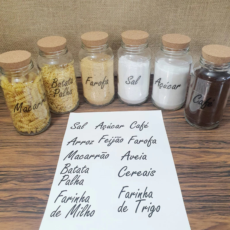 Kit de Mantimentos 830ml com 6 Potes de Vidro mais Etiquetas