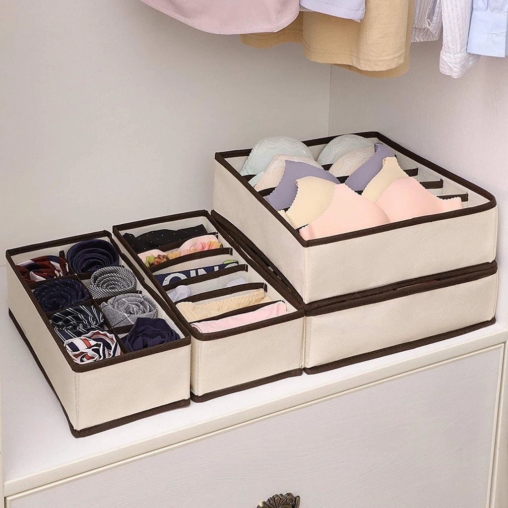 Kit com 4 Caixas para Organização de Roupas Íntimas