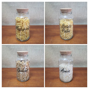 Kit de Mantimentos 830ml com 6 Potes de Vidro mais Etiquetas