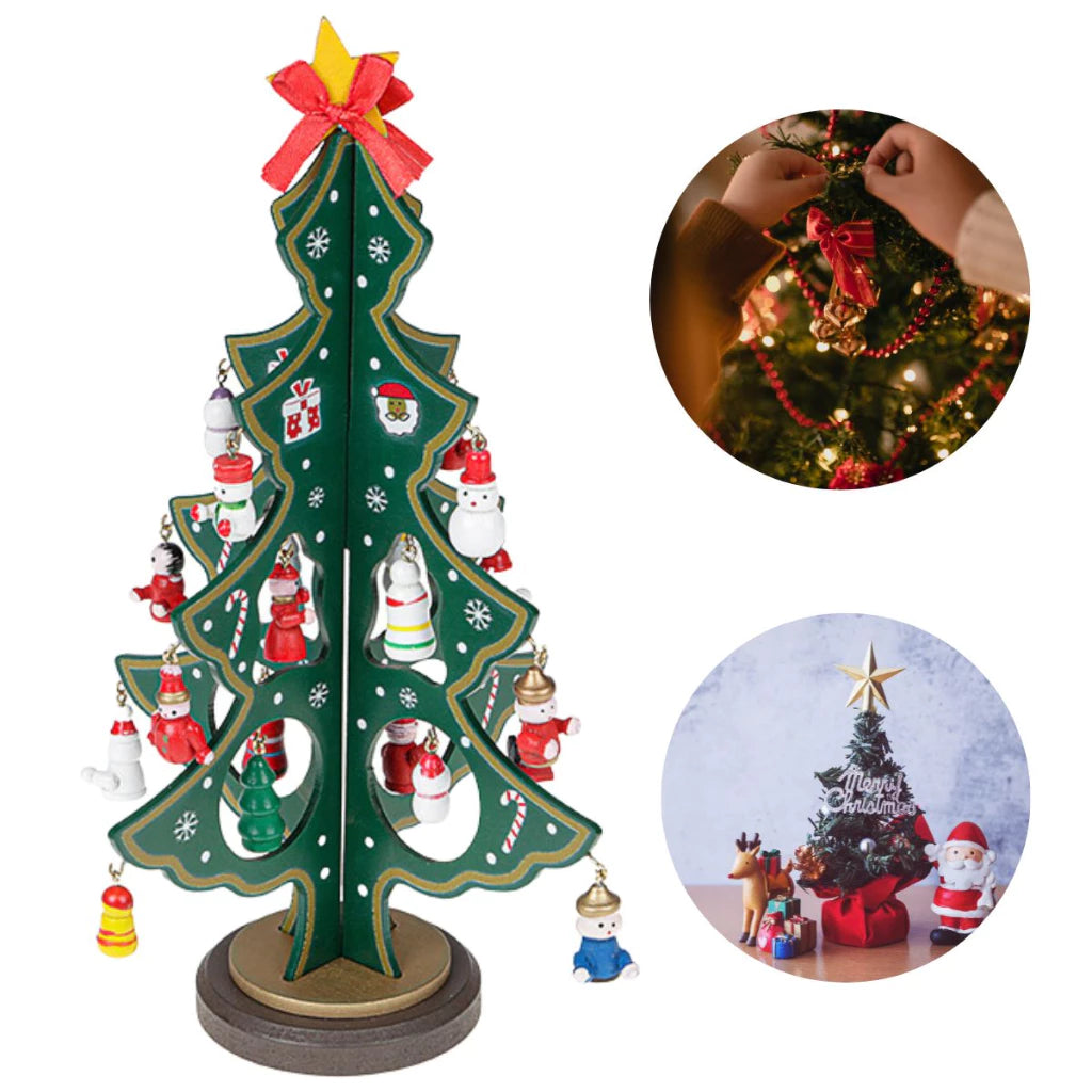 Mini Árvore de Natal Decorativa em Madeira