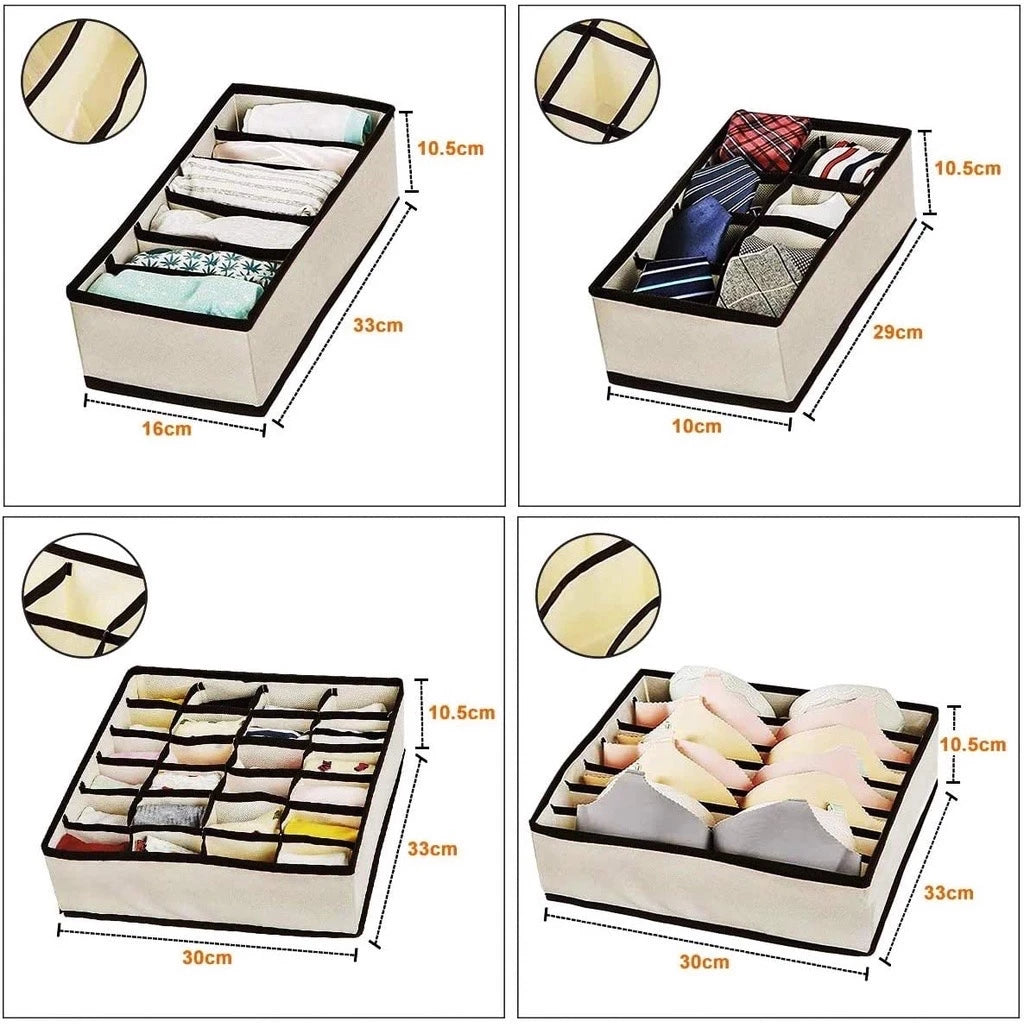 Kit com 4 Caixas para Organização de Roupas Íntimas